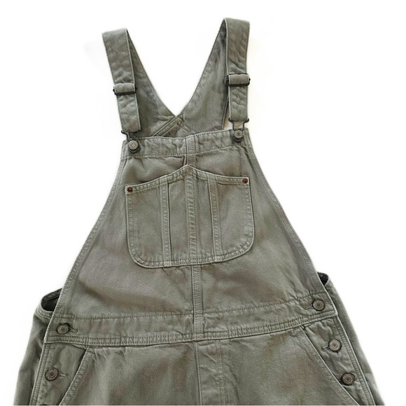 Old Navy Womens Large Green Shortalls Overall Denim Shorts - Picture 3 of 7